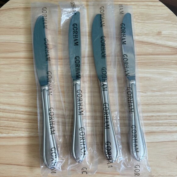 Gorham Melon Bud Frosted Stainless Flatware Knives 9 1/8" Elegant Set Of 4 - Picture 1 of 3